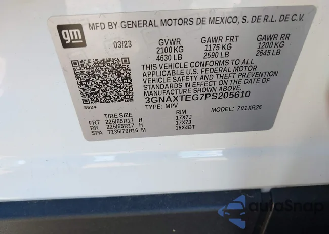 3GNAXTEG7PS205610: 43956685