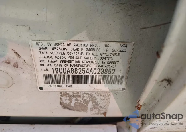 19UUA66254A023852: 43956722