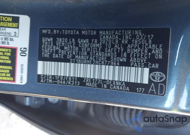 2T1BURHE2HC877964: 43957841