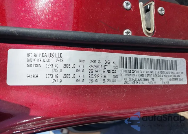 1C4PJLLB5KD393323: 43957890