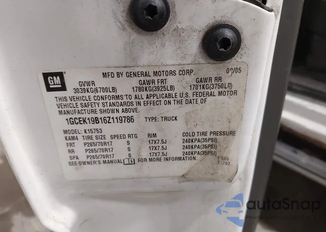 1GCEK19B16Z119786: 43957901