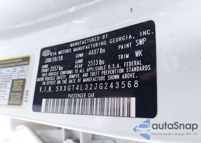 5XXGT4L32JG243568: 43957947