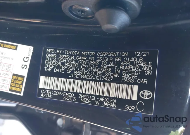 JTDEPMAE8NJ213427: 43957998