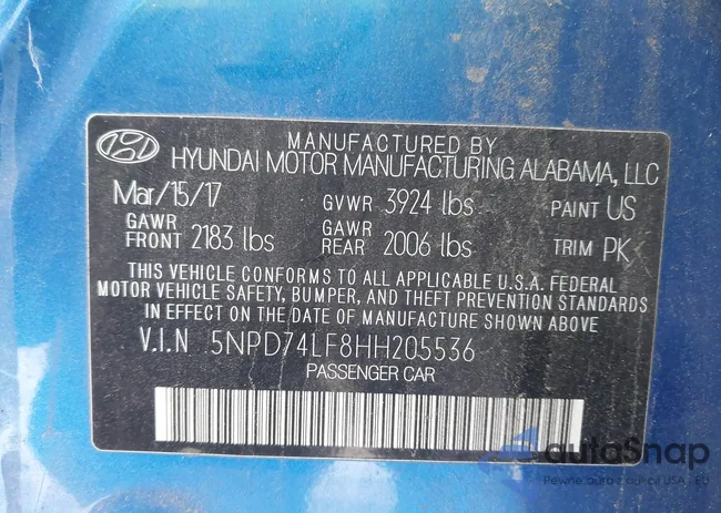 5NPD74LF8HH205536: 43958113