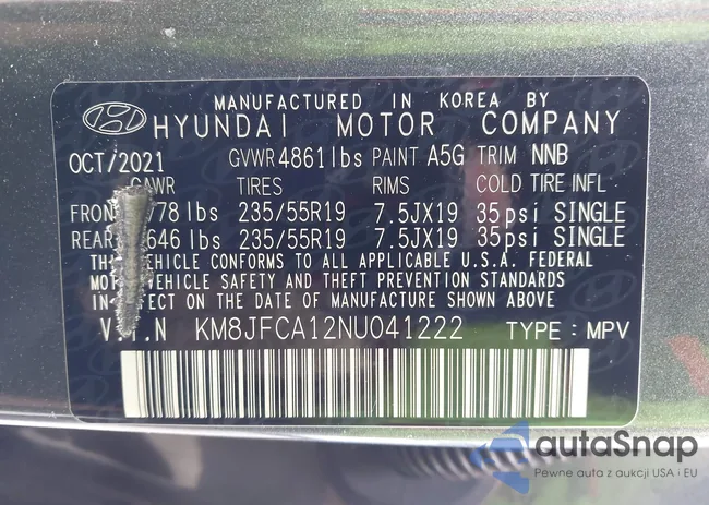 KM8JFCA12NU041222: 43958302