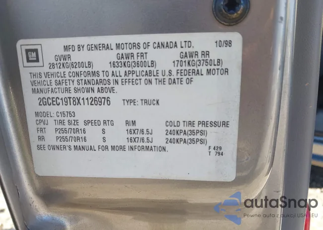 2GCEC19T8X1126976: 43958319