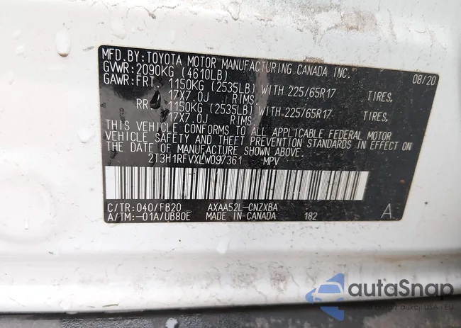 2T3H1RFVXLW097361: 43957537