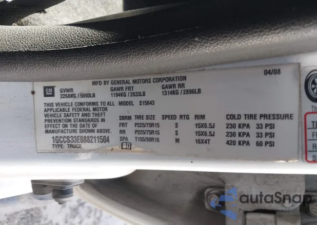 1GCCS33E088211504: 43957552