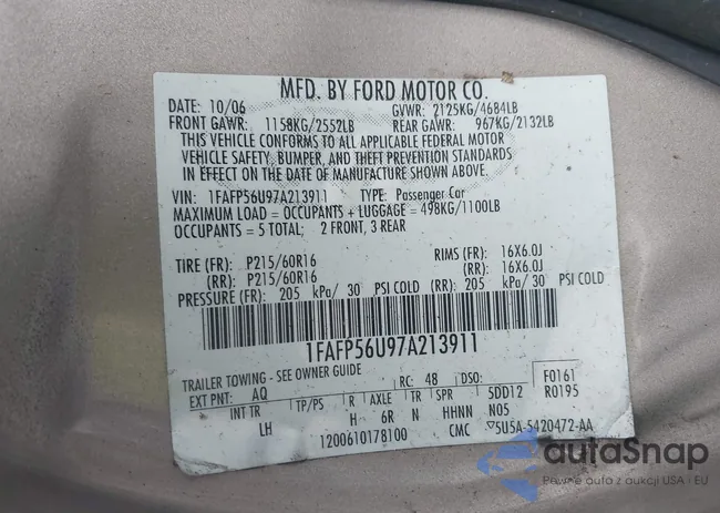 1FAFP56U97A213911: 43957744