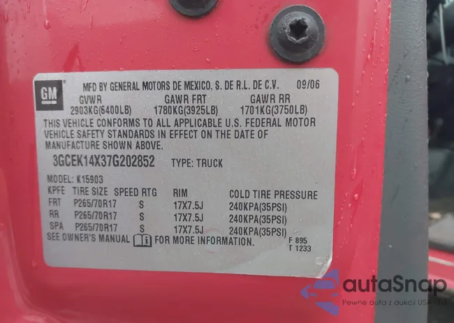 3GCEK14X37G202852: 43958889