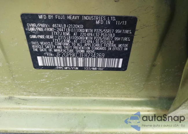 JF2GPBKC7EH234269: 43958946