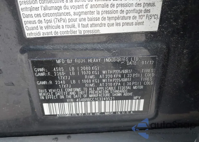 4S4BRBCC1C3249521: 43958986