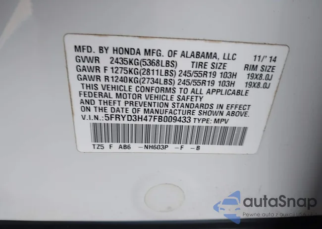 5FRYD3H47FB009433: 43958572