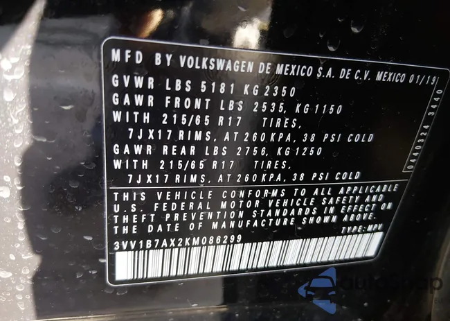 3VV1B7AX2KM086299: 43958622