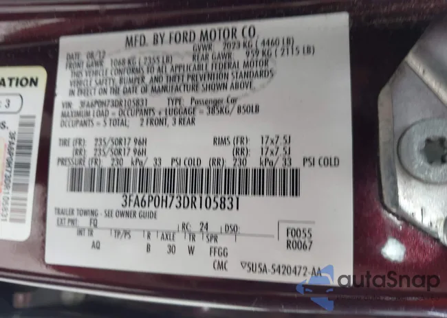 3FA6P0H73DR105831: 43958644