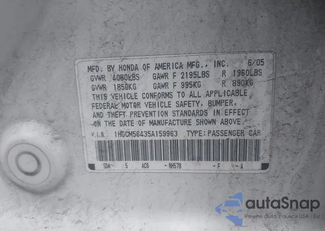 1HGCM56435A159963: 43959750