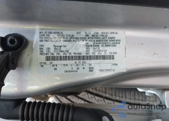 1FAHP3H23CL325434: 43959791