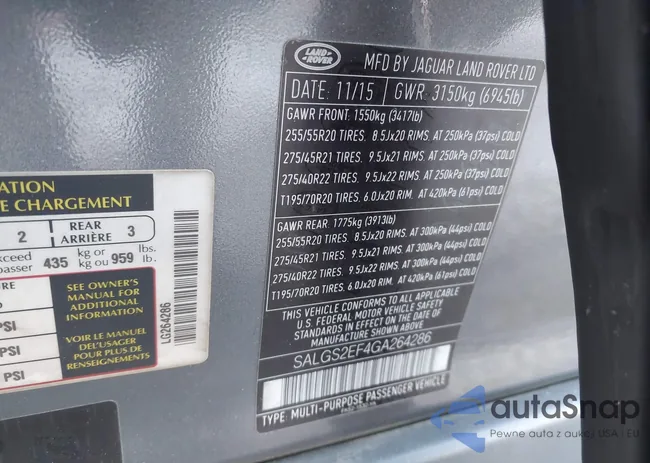 SALGS2EF4GA264286: 43959925