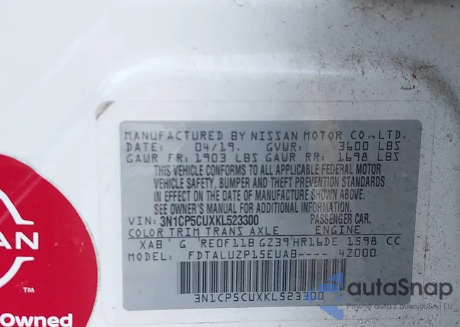 3N1CP5CUXKL523300: 43960098