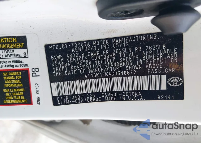 4T1BK1FK4CU518672: 43960171