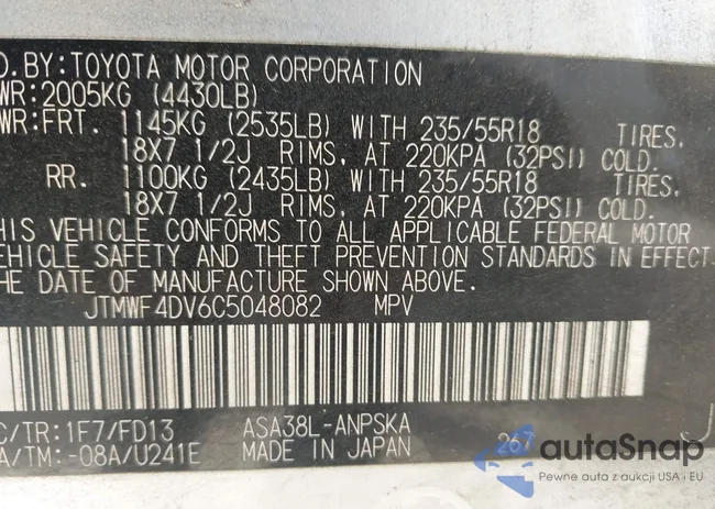 JTMWF4DV6C5048082: 43960238