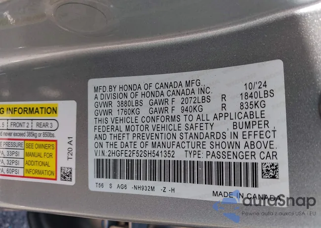 2HGFE2F52SH541352: 43960256