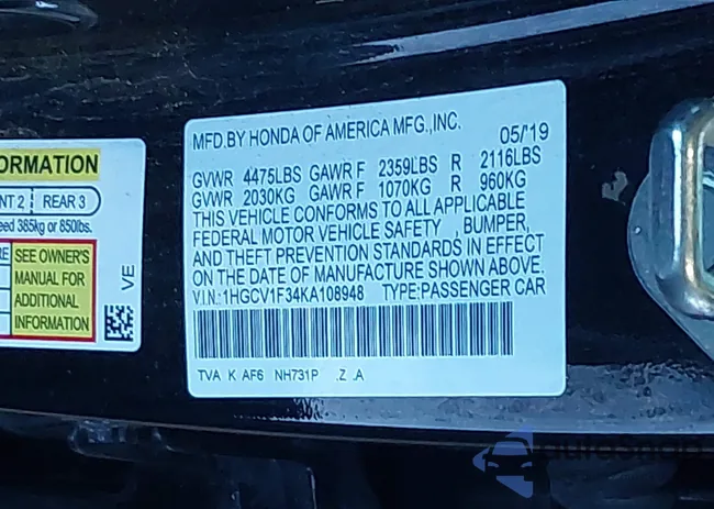 1HGCV1F34KA108948: 43959419