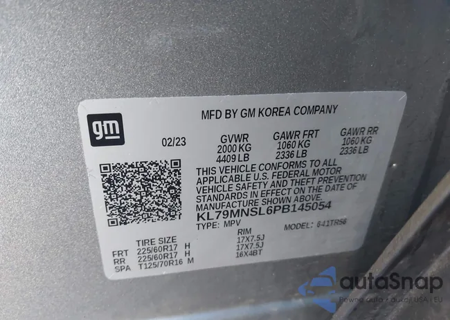 KL79MNSL6PB145054: 43959451