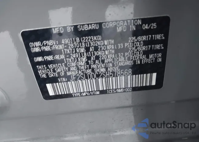 JF2SLDDC2SH578568: 43959525