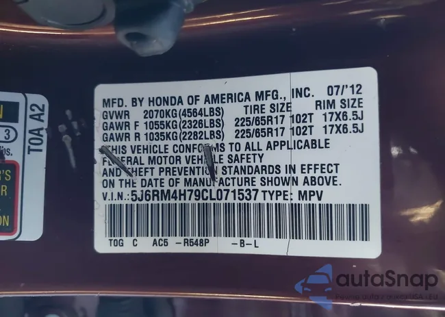 5J6RM4H79CL071537: 43959623