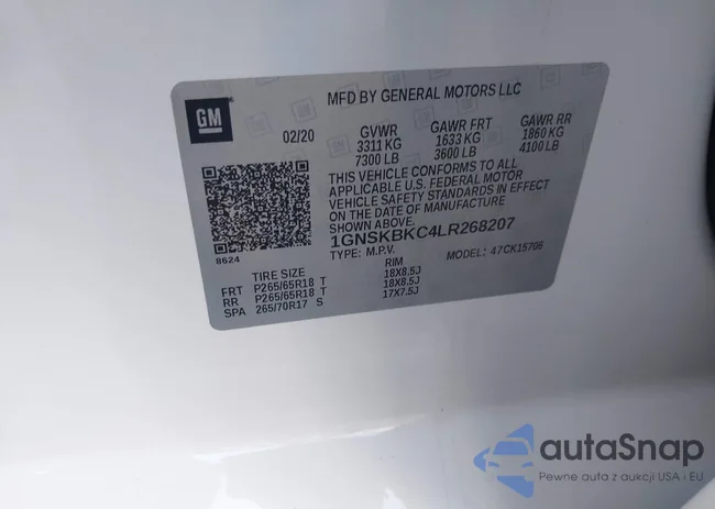 1GNSKBKC4LR268207: 43959633