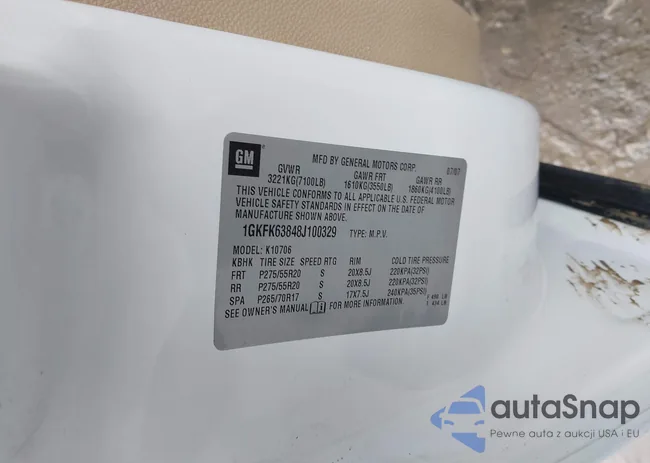 1GKFK63848J100329: 43959647