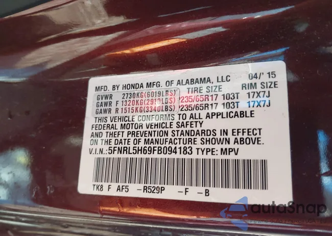 5FNRL5H69FB094183: 43960753