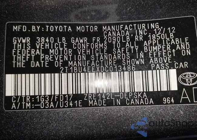 2T1BU4EEXDC013486: 43960756