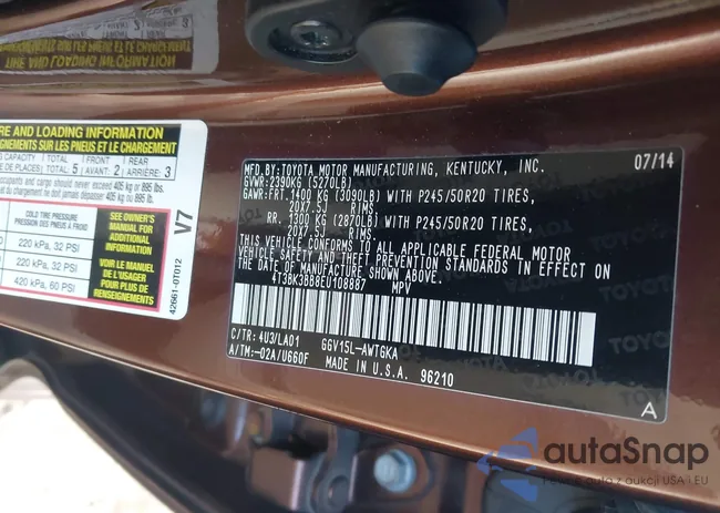 4T3BK3BB8EU108887: 43960885