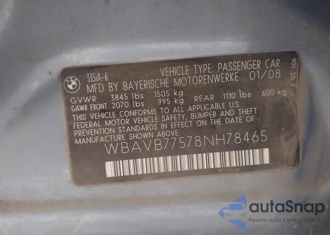 WBAVB77578NH78465: 43960893