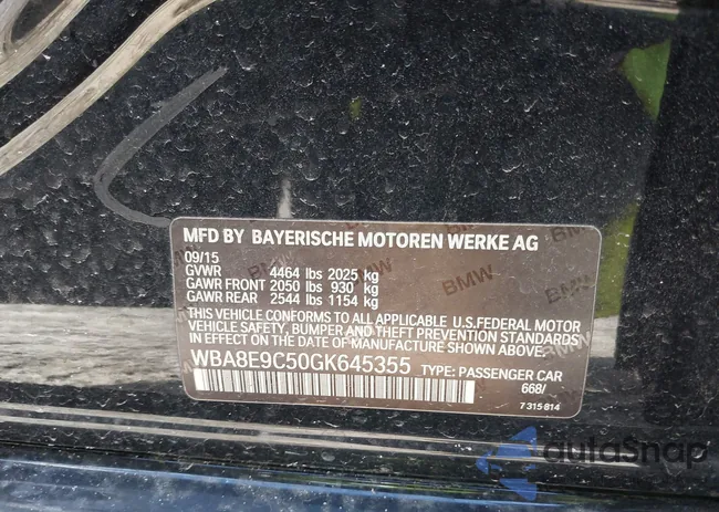 WBA8E9C50GK645355: 43960894