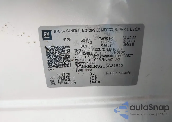 3GNKBLRS2LS621513: 43960964