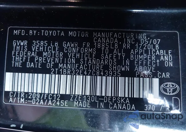 2T1BR32E47C843935: 43960986