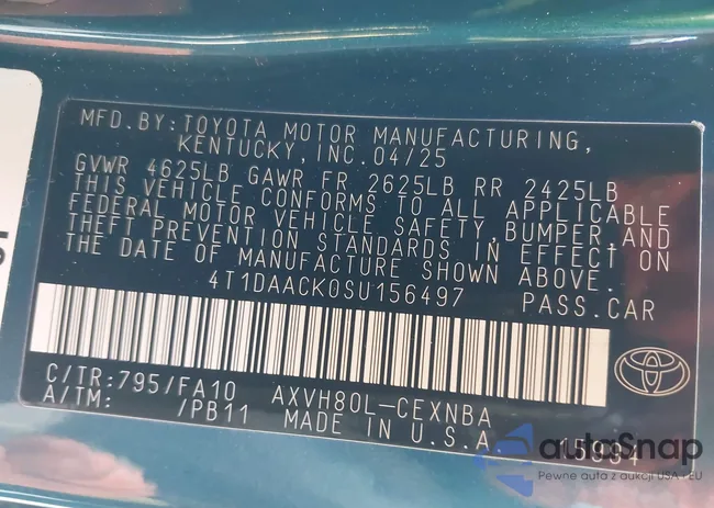 4T1DAACK0SU156497: 43961005