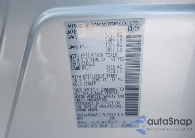 5N1DL0MN2LC520715: 43961013