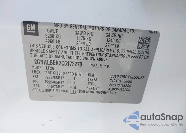 2GNALBEK2C6173278: 43961028