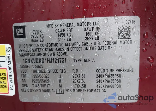 1GNKVGKD1HJ121751: 43961079