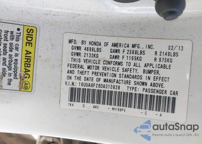 19UUA8F29DA010839: 43961097