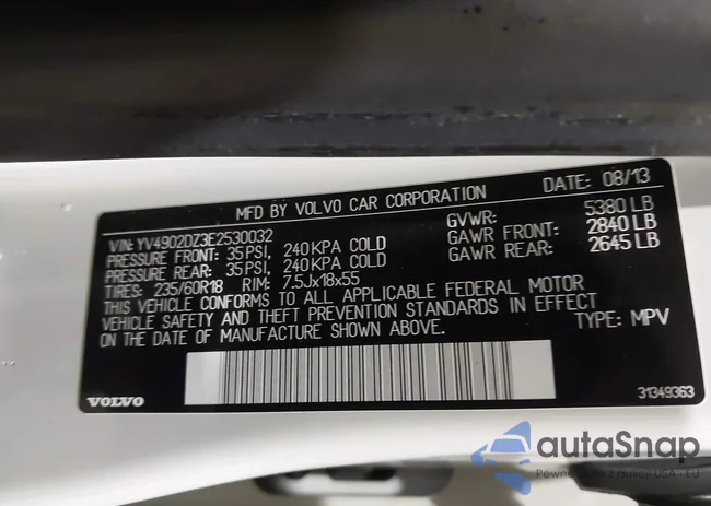 YV4902DZ3E2530032: 43961100