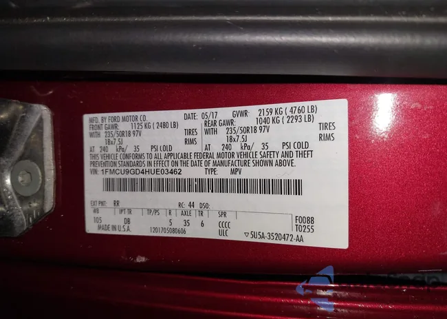 1FMCU9GD4HUE03462: 43961134