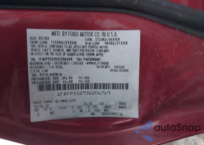 1FAFP55293G206769: 43961193