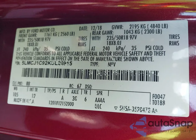 5LMCJ1C92KUL26915: 43961236