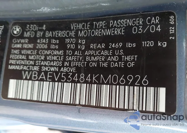 WBAEV53484KM06926: 43961242