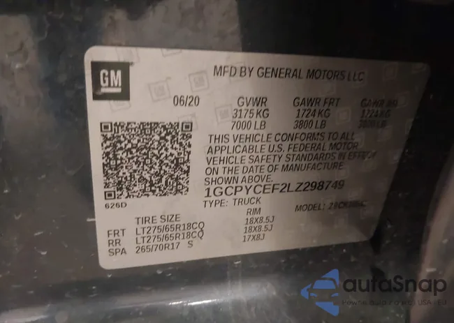 1GCPYCEF2LZ298749: 43961264